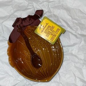 Hallmark Autumn Acorn Bowl Serving Spoon Set Fall Thanksgiving NEW